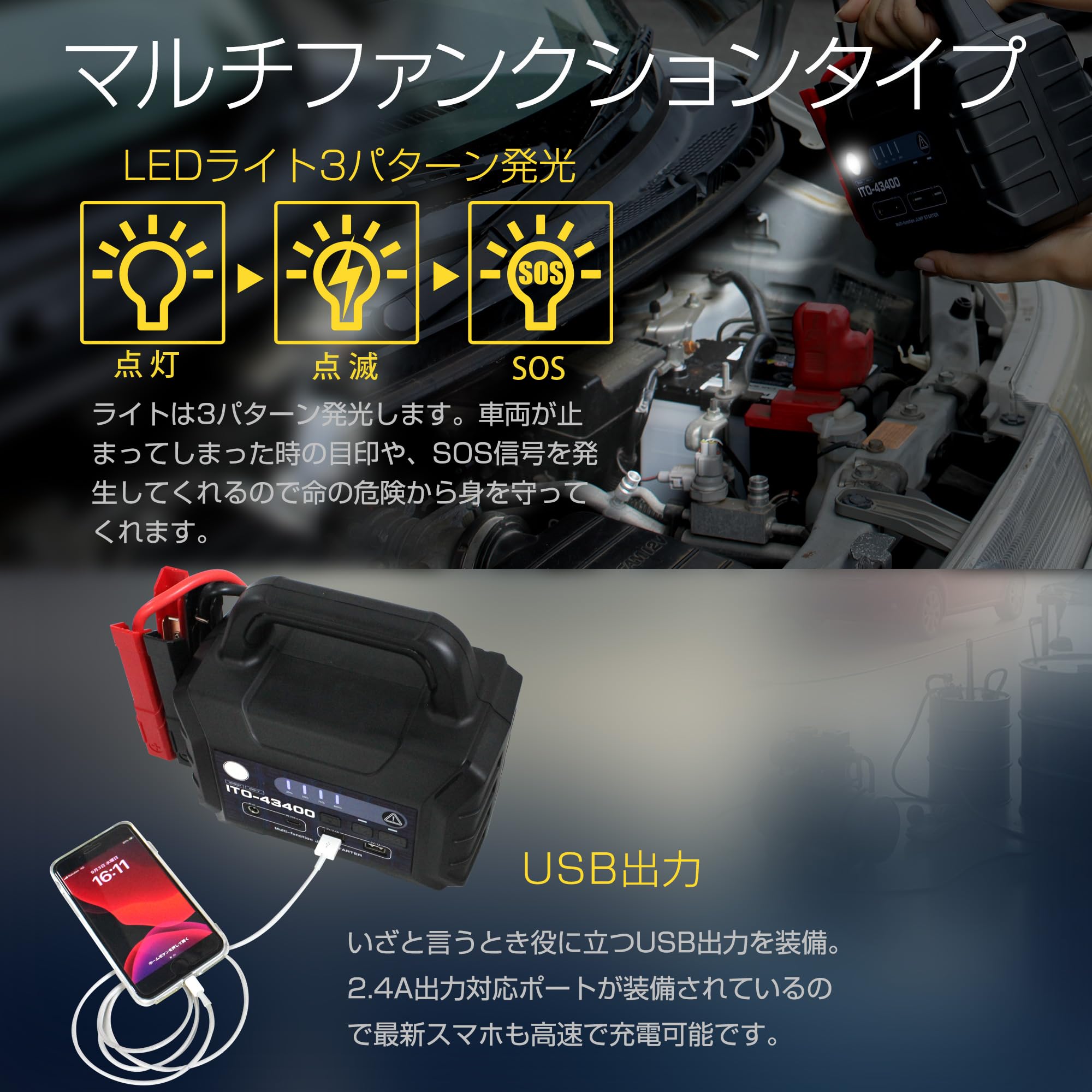 Amazon | 88HOUSE ジャンプスターター 12V 24V 大容量 修理対応可